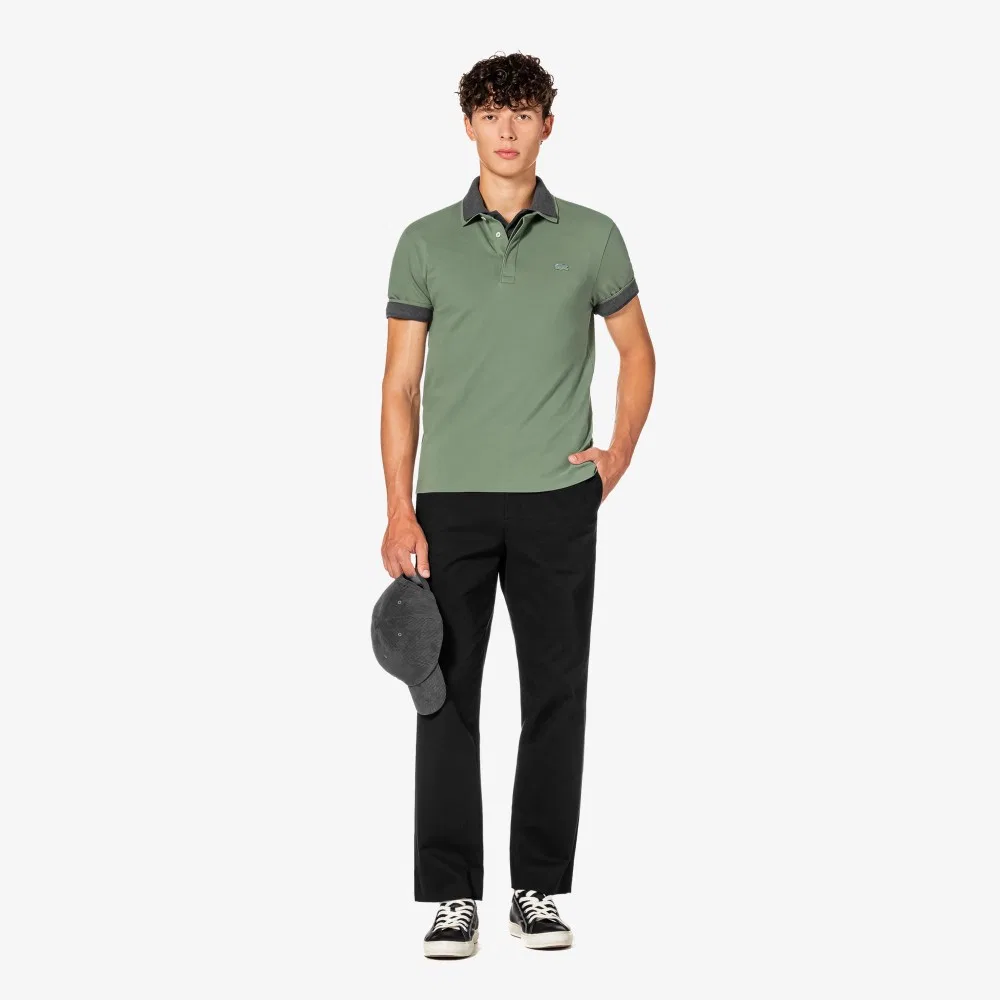 Футболка-поло Lacoste Paris мужская, с коротким рукавом, цвет мха — фото 4