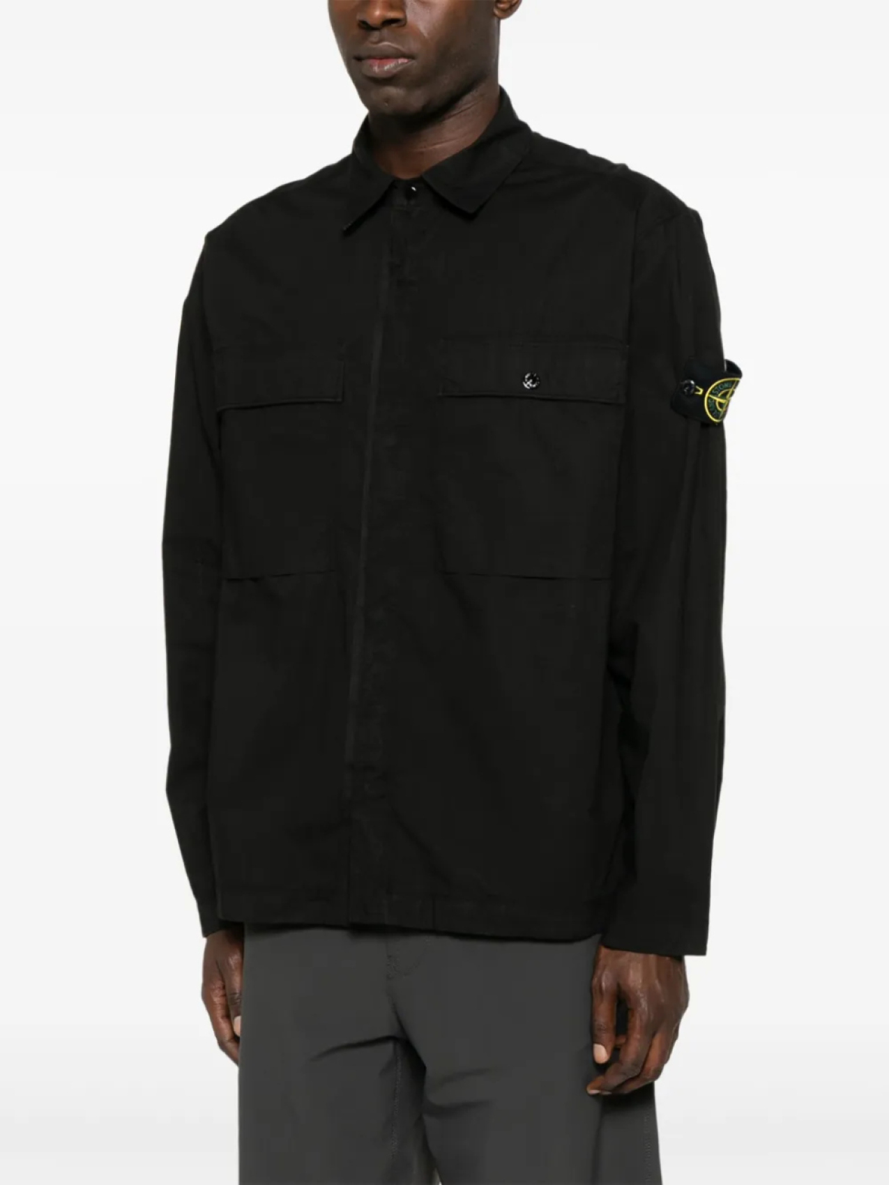 Куртка-рубашка с логотипом Stone Island Compass, черный — фото 3