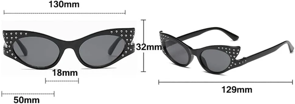 

Модные солнцезащитные очки «кошачий глаз» с бриллиантами и стразами, женские, винтажные, в маленькой оправе, с защитой от ультрафиолета UV400 TYUVIVO, Black-clear