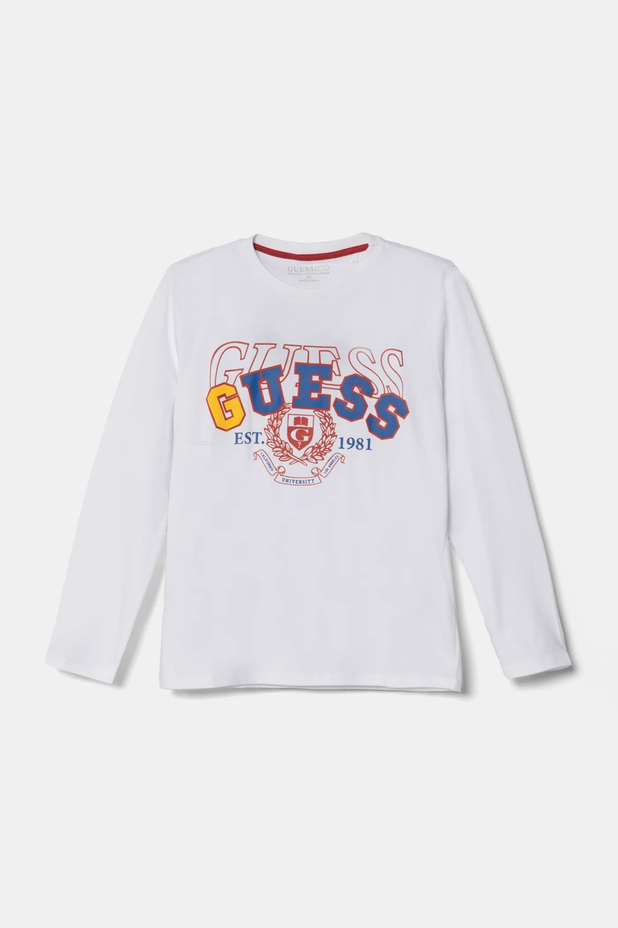 

Хлопковая футболка с длинными рукавами для мальчиков и девочек Guess, белый