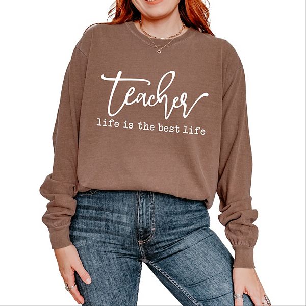 

Футболка Teacher life is the best life garment dyed long sleeve Simply Sage Market, Espresso, Зеленый, Футболка Teacher life is the best life garment dyed long sleeve Simply Sage Market, Espresso