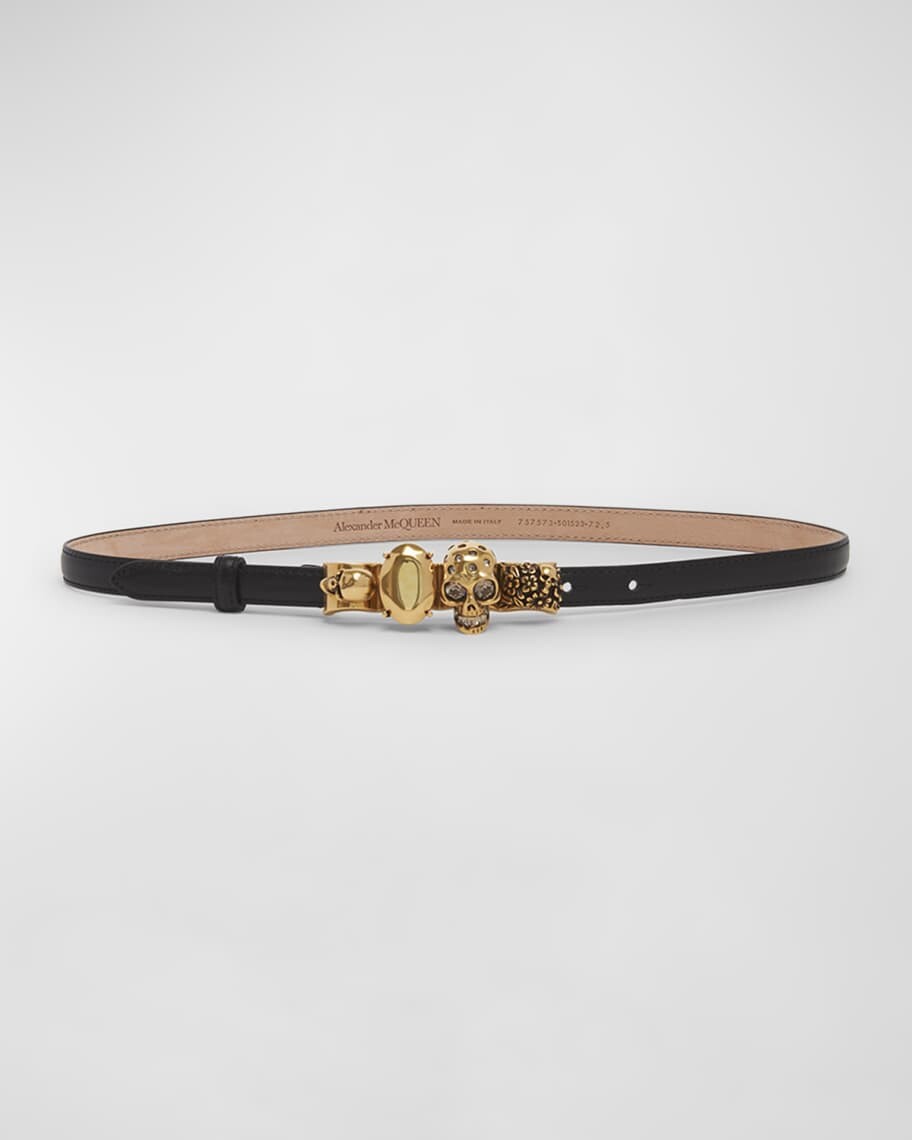 

Черный кожаный узкий ремень The Knuckle Alexander McQueen