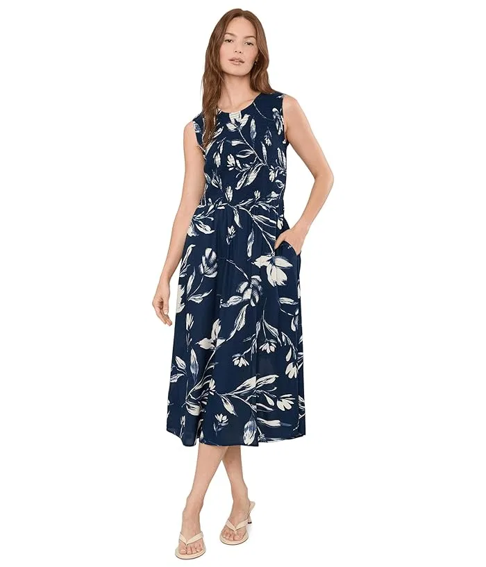 Платье миди с цветочным принтом Sleeveless Smocked Floral Midi Calvin Klein, Indigo Multi — фото 2