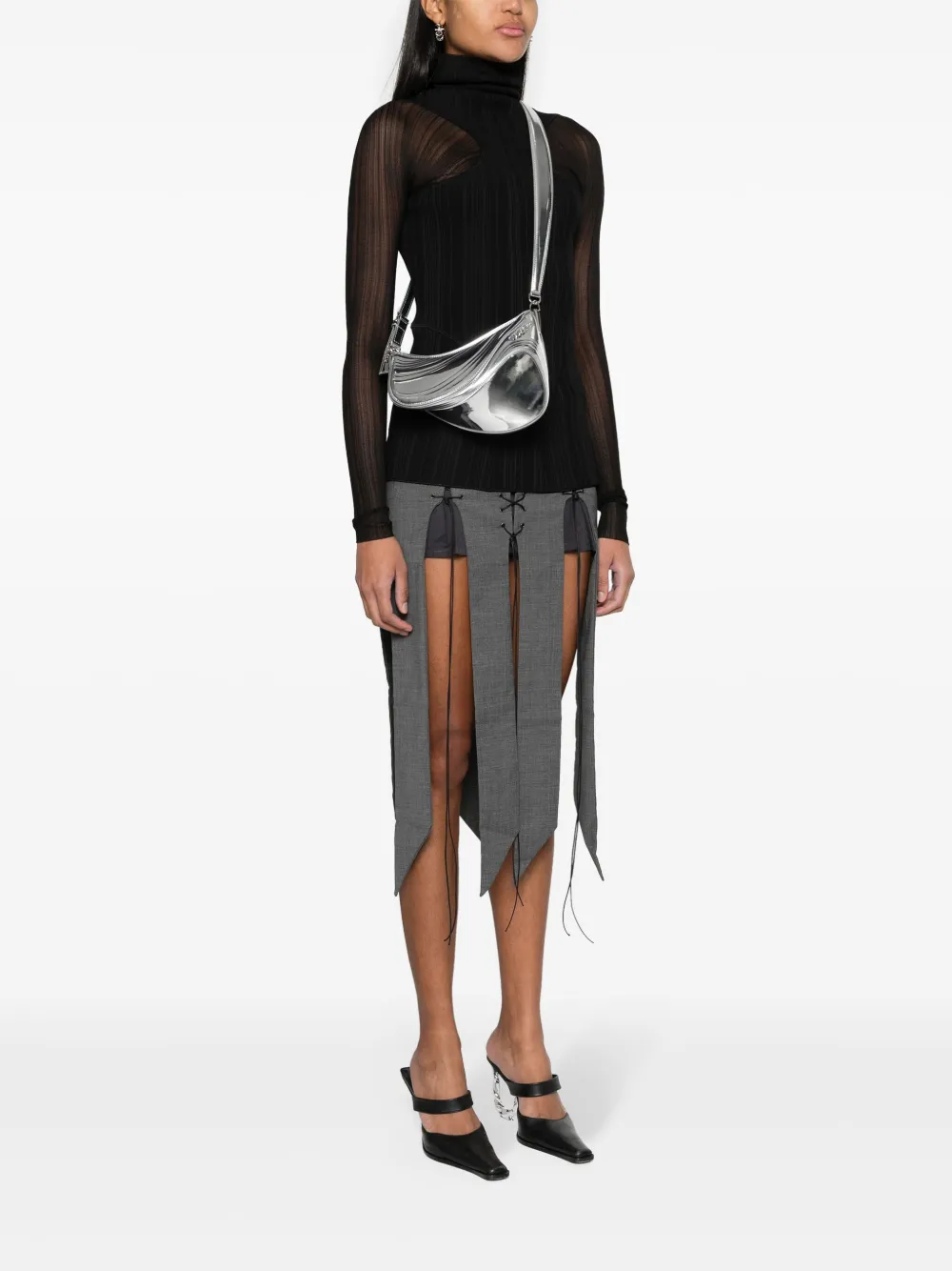 Маленькая сумка через плечо Spiral Curve 01 Mugler, серебяный — фото 2