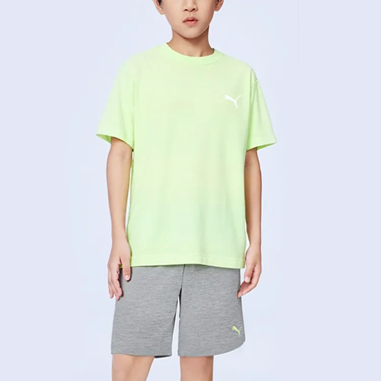Детская спортивная футболка с круглым вырезом PUMA, lime зеленый 40101 — фото 3