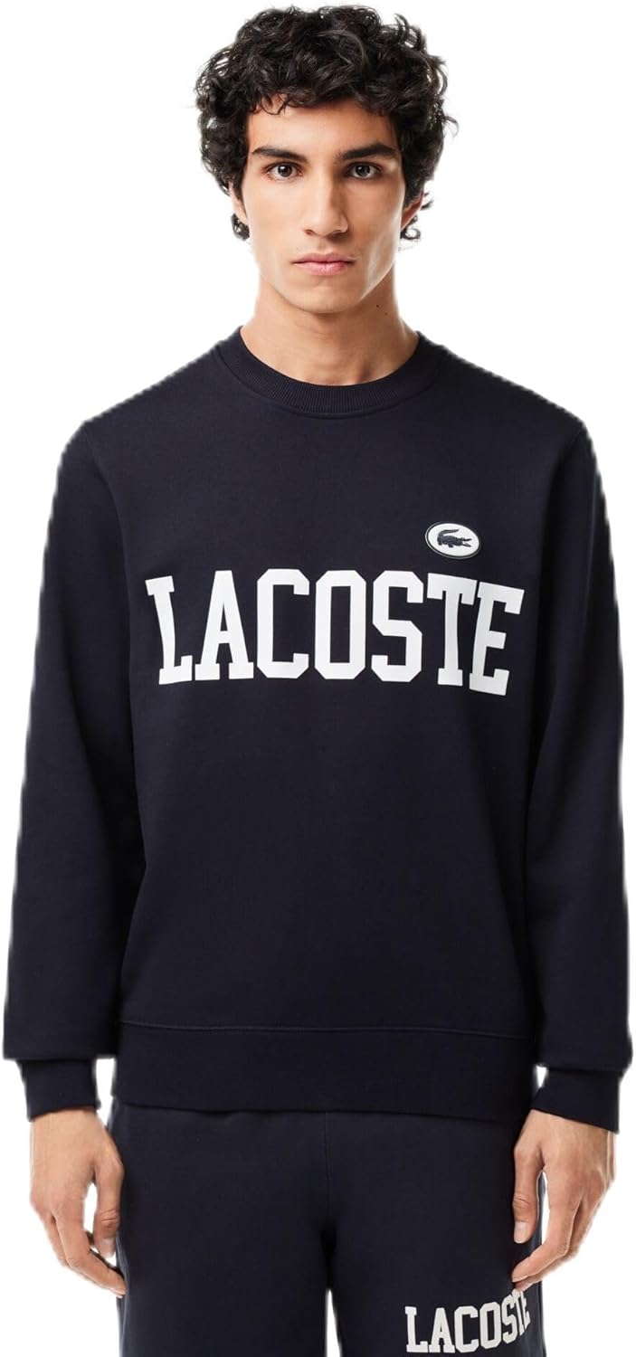 

Мужская толстовка Lacoste с круглым вырезом и флокированным логотипом колледжа SH7420-99, темно-синий