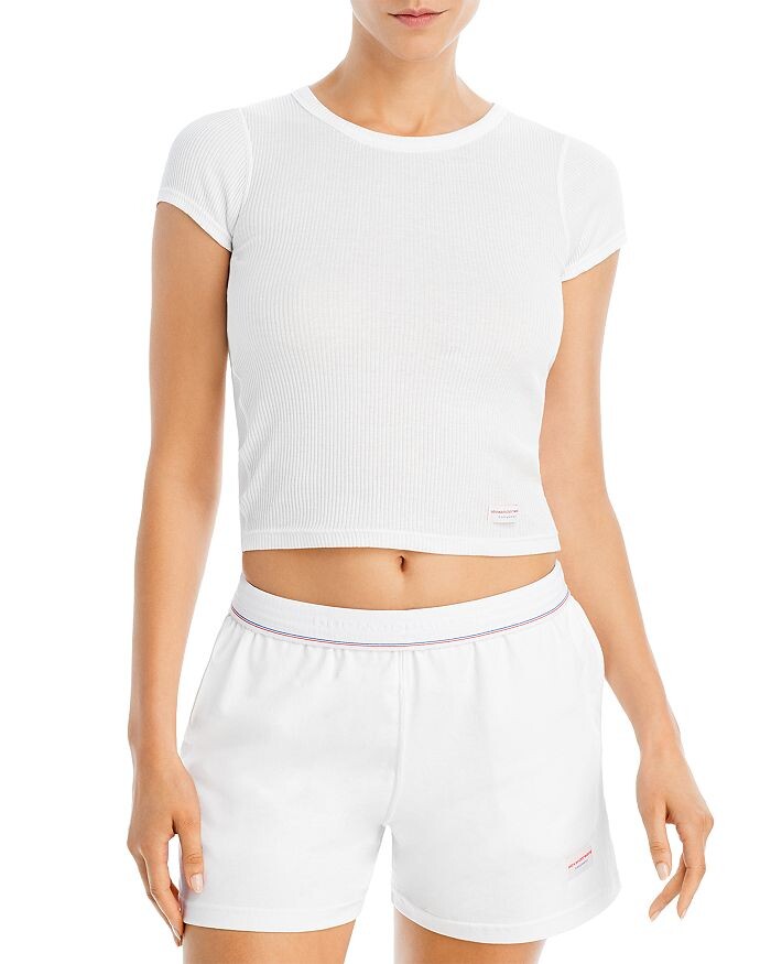 

Хлопковая футболка с коротким рукавом Alexander Wang, Коричневый, Хлопковая футболка с коротким рукавом Alexander Wang