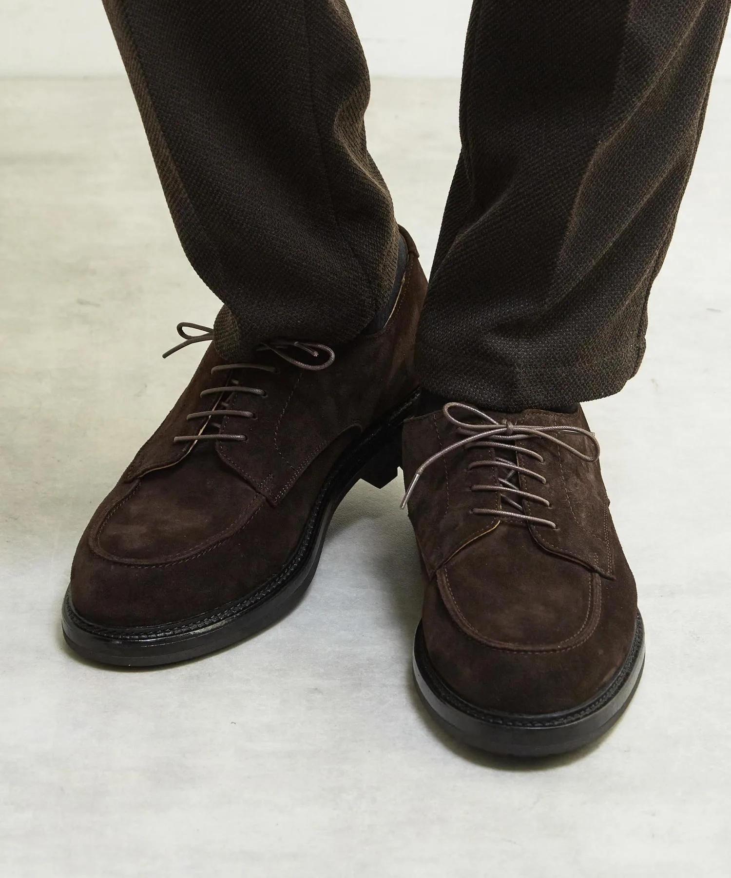Мужские туфли U-образный мыс кожаные Round U Tip Leather Shoes MEN'S MELROSE коричневые