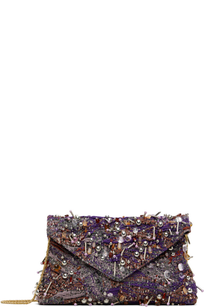 

Сумка-конверт с фиолетовым и красным декором Dries Van Noten
