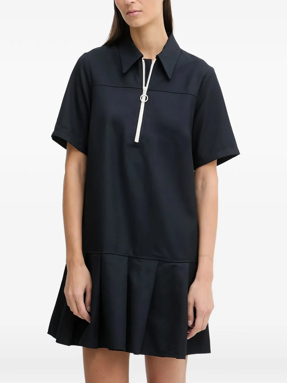 

Плиссированное мини-платье с молнией у ворота Marc O'Polo, синий