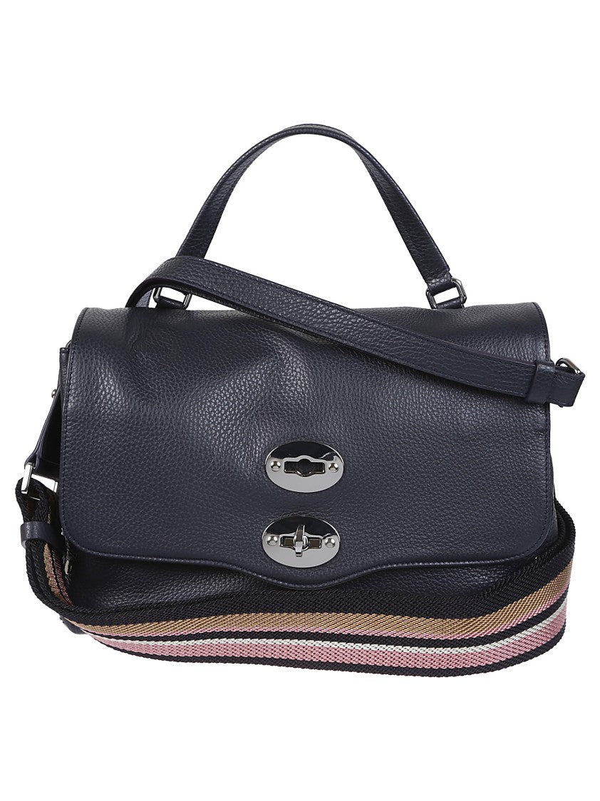 

Структурированная кожаная сумка через плечо с плетеным ремнем Zanellato, синий