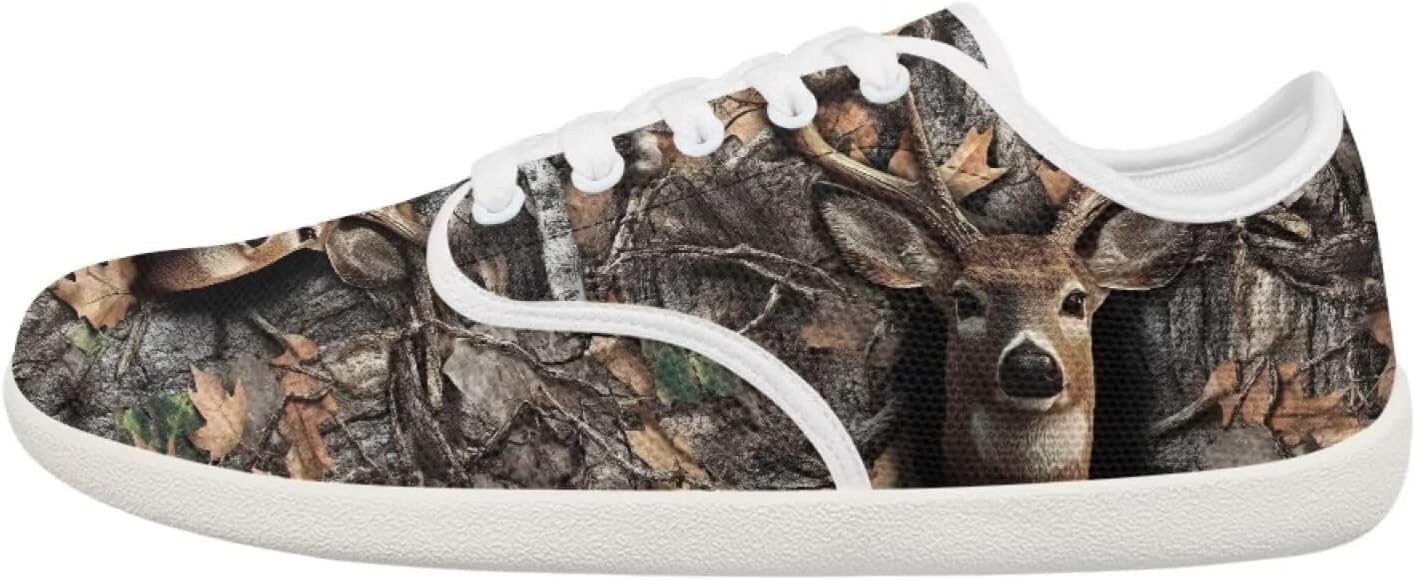 

Мужские минималистичные туфли-босоножки широкого размера с нулевым перепадом модные кеды на работу без шнурков Pointodoor, Camouflage Hunting Deer Print