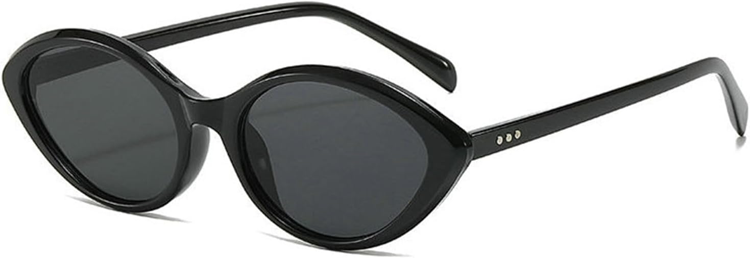 

Willochra Популярные модные маленькие овальные солнцезащитные очки для женщин UV400 Винтажные панк-очки для мужчин с заклепками Модные солнцезащитные очки «кошачий глаз» F25, Black