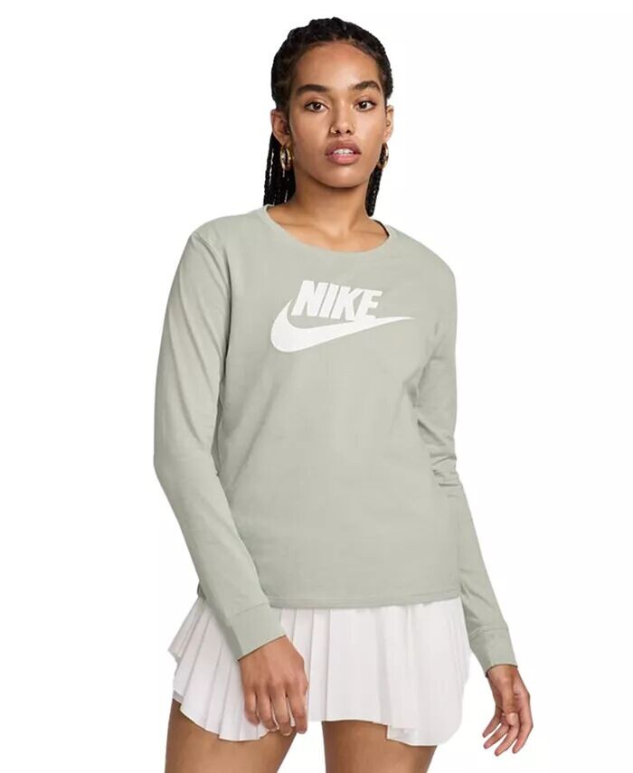 

Женская спортивная футболка Essentials с длинными рукавами и логотипом Nike, зеленый