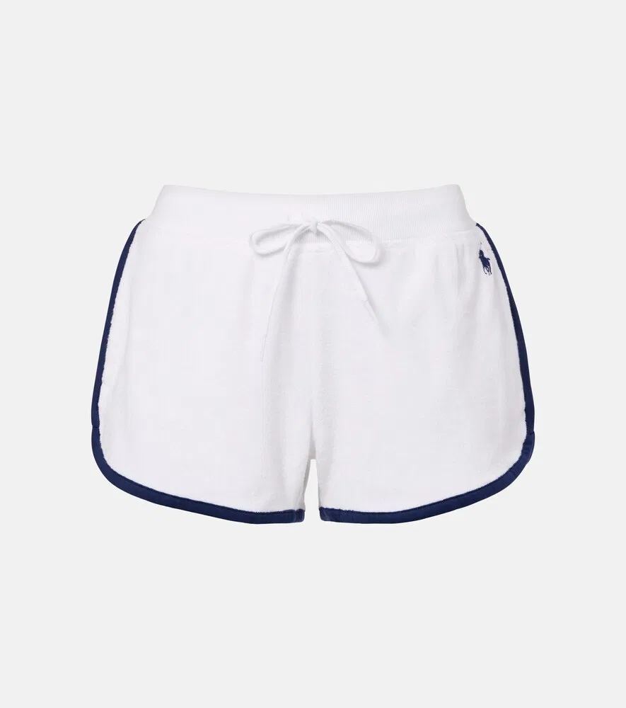 Махровые шорты из смесовой хлопковой ткани Polo Ralph Lauren, белый