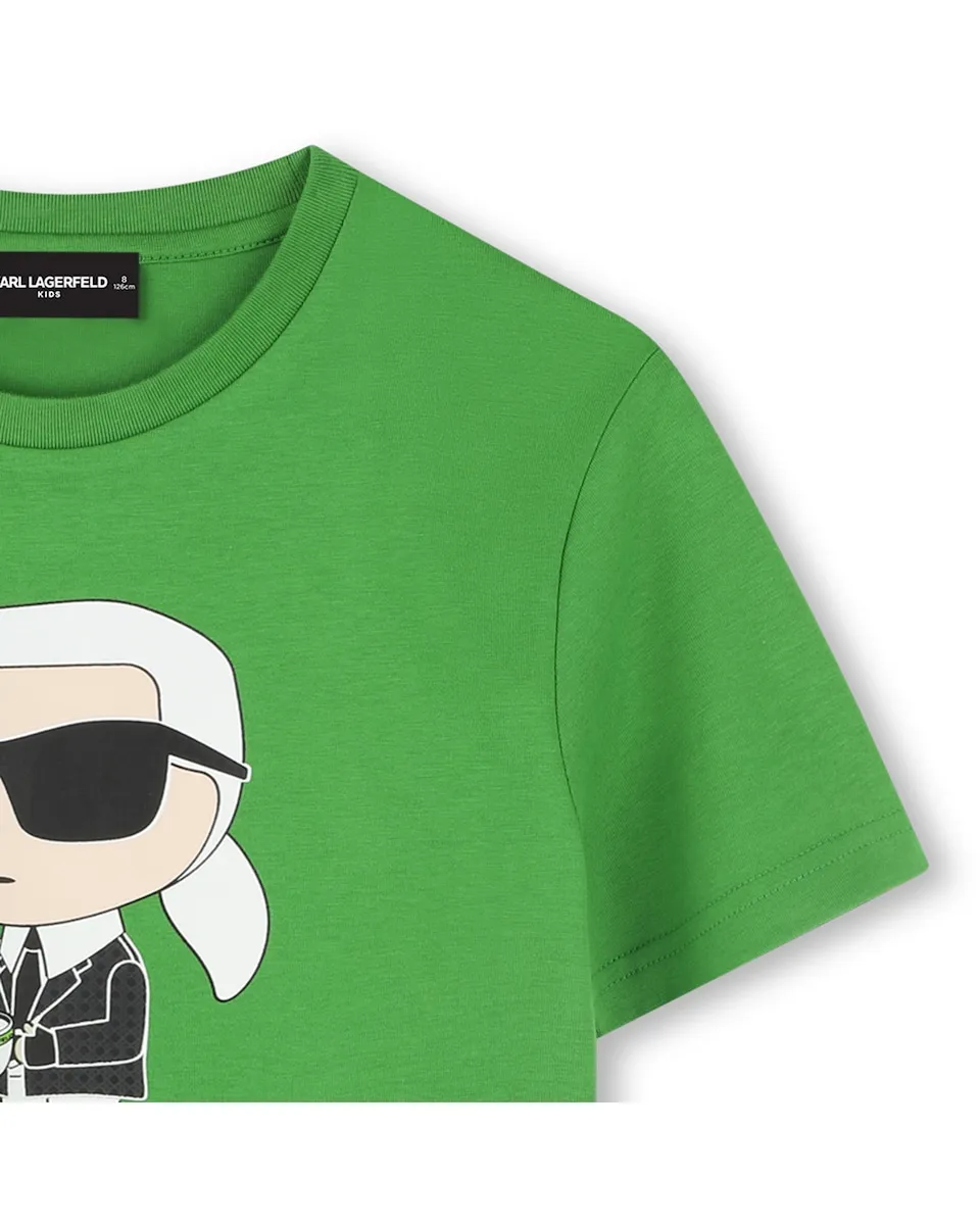 

Футболка для мальчика из хлопка с рисунком спереди Karl Lagerfeld Kids, зеленый