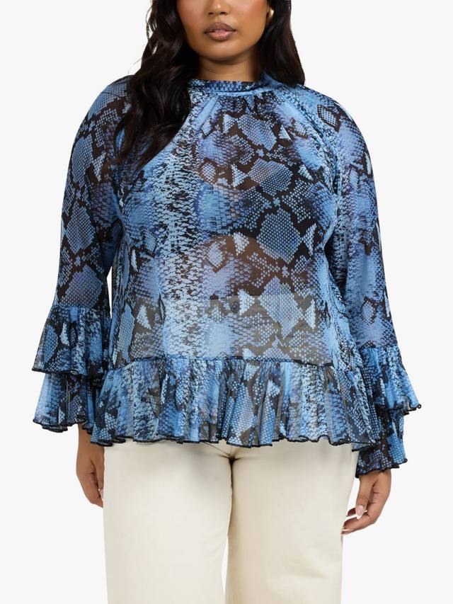 

Fashion Szn блузка с длинными рукавами и высоким воротником для полных FASHION SZN Curve