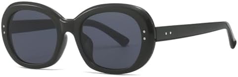 

Солнцезащитные очки 2027 года в овальной панк-стиле с заклепками для мужчин, защита от УФ-излучения UV400, ретро-стиль, круглые солнцезащитные очки для женщин MTZJH, Black Gray