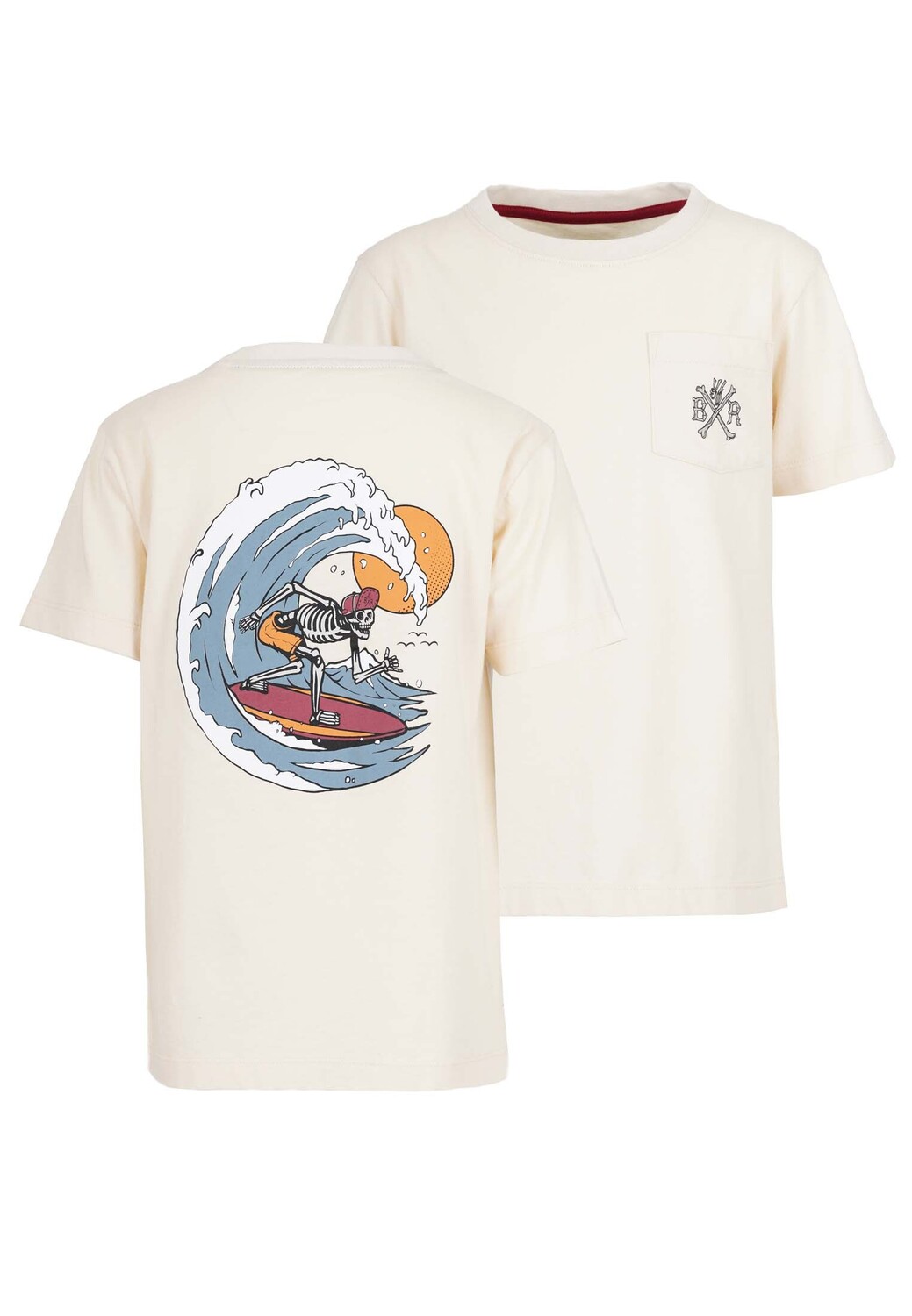 Футболка Band of Rascals s Skeleton Surfer Pocket, кремовый — фото 3