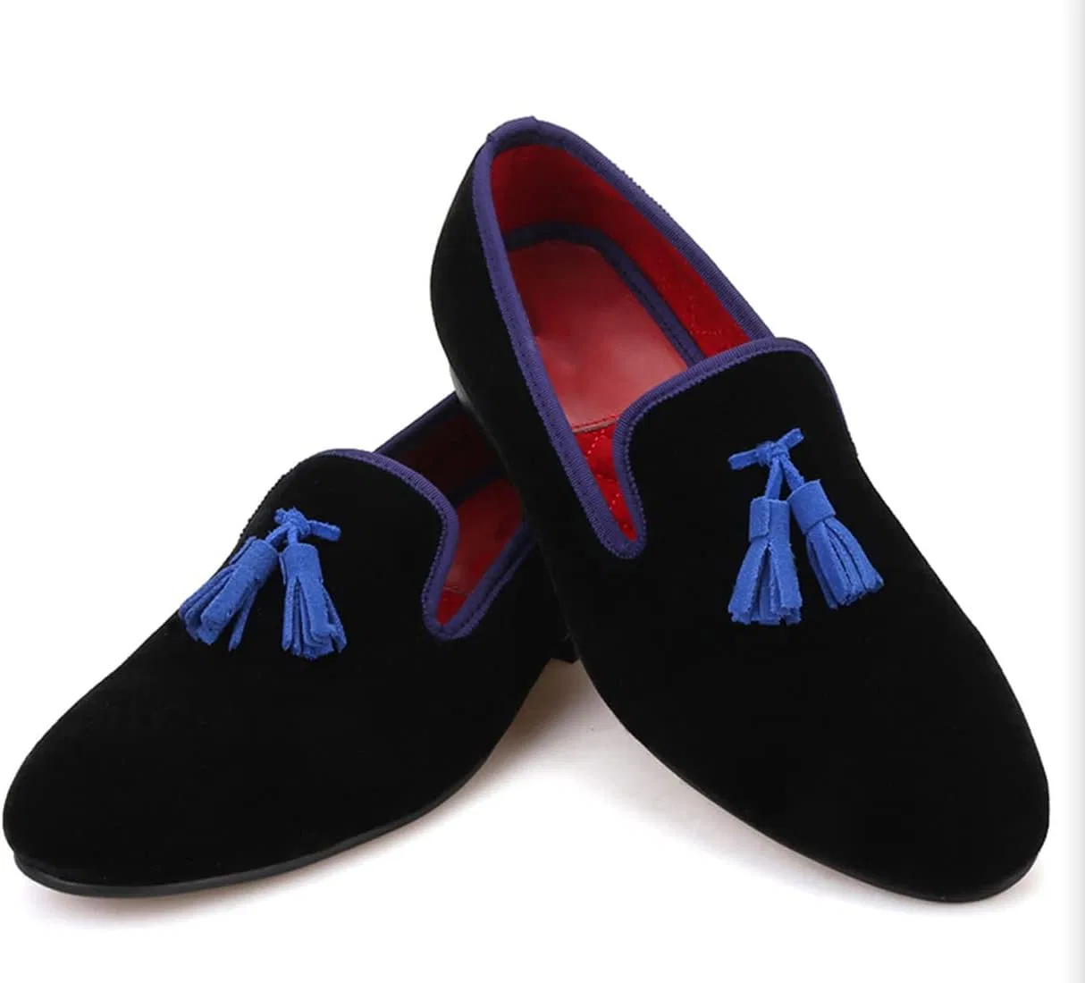 Лоферы мужские с кисточками, вельветовые, Santimon, Blue — фото 3
