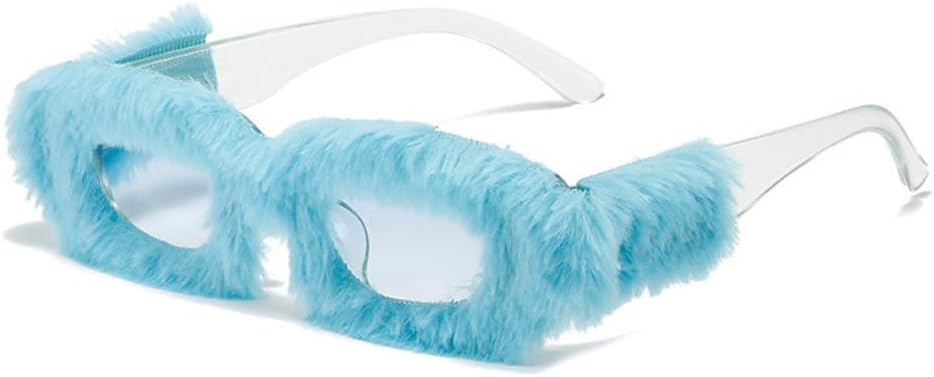 

Солнцезащитные очки MUTYNE квадратной формы для женщин, в стиле панк, с мягким мехом и бархатом, розовые, красочные, ручной работы, с защитой от УФ-излучения UV400, Blue