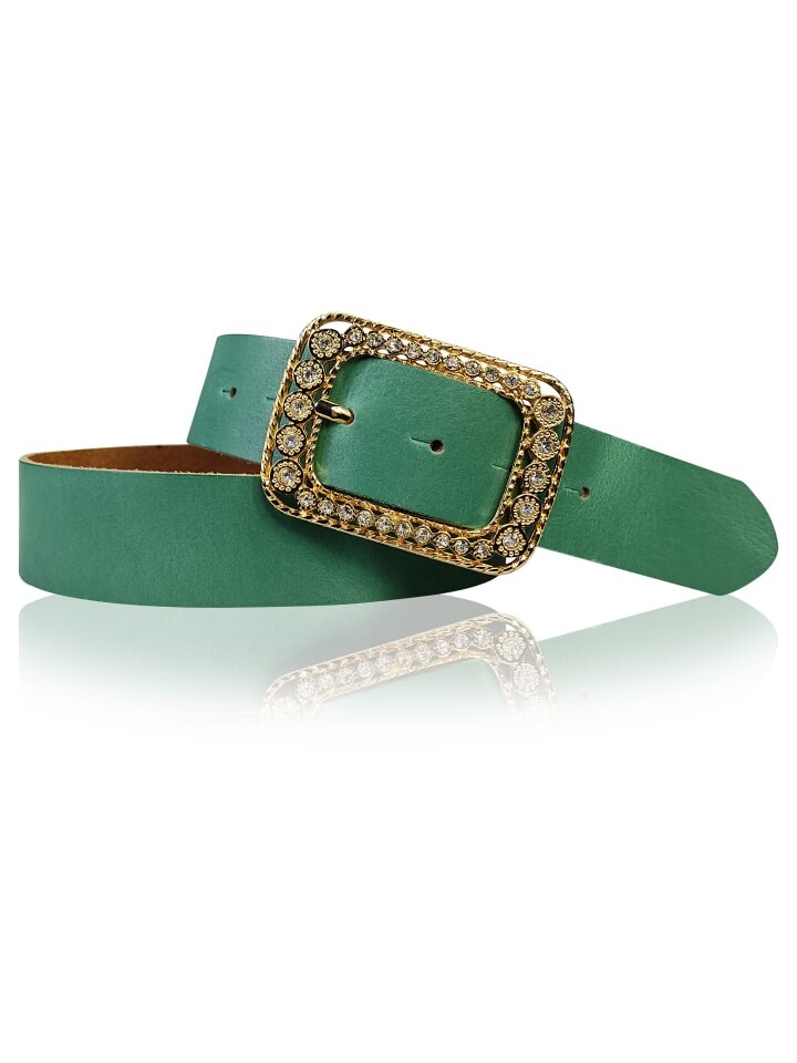 

Ремень FRONHOFER Damengürtel goldene Strassschnalle, цвет Jade
