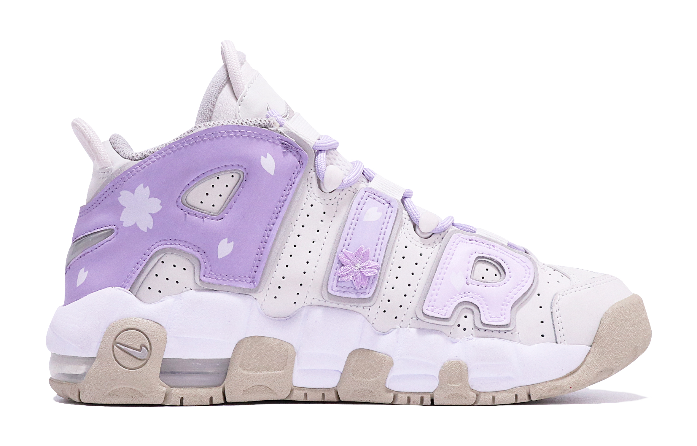 

Кроссовки Nike Air More Uptempo Vintage Basketball Shoes Women's High-Top White Purple