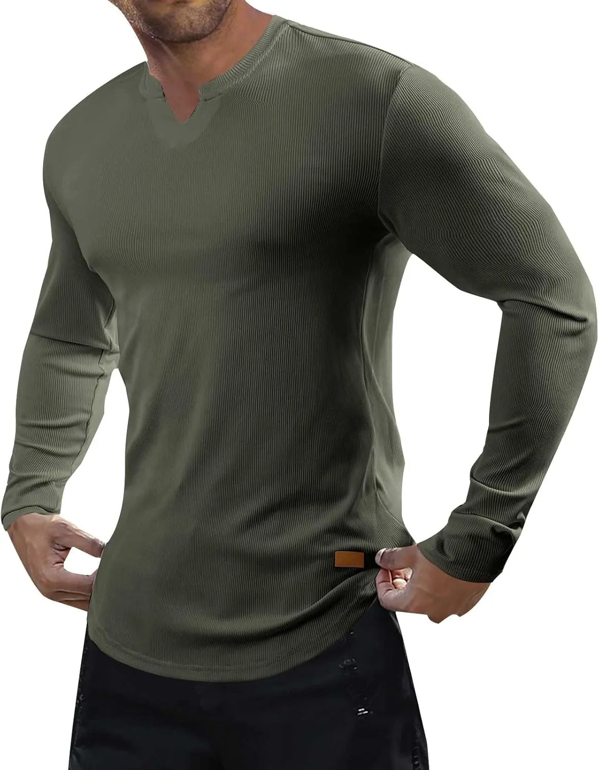 

Футболка Henley мужская Plus Size V-образный вырез