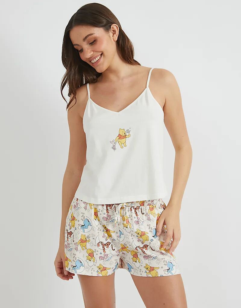 

Skinnydip London Disney Винни-Пух, майка и короткие пижамные шорты белого цвета