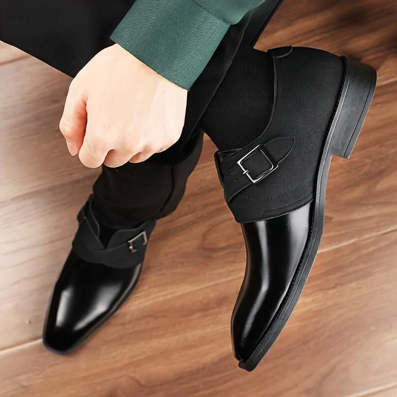 Men's Fashionable Leather Shoes - Casual and Versatile, Suitable for Business wear, Available in Large Sizes Fusecottc, черный — фото 4