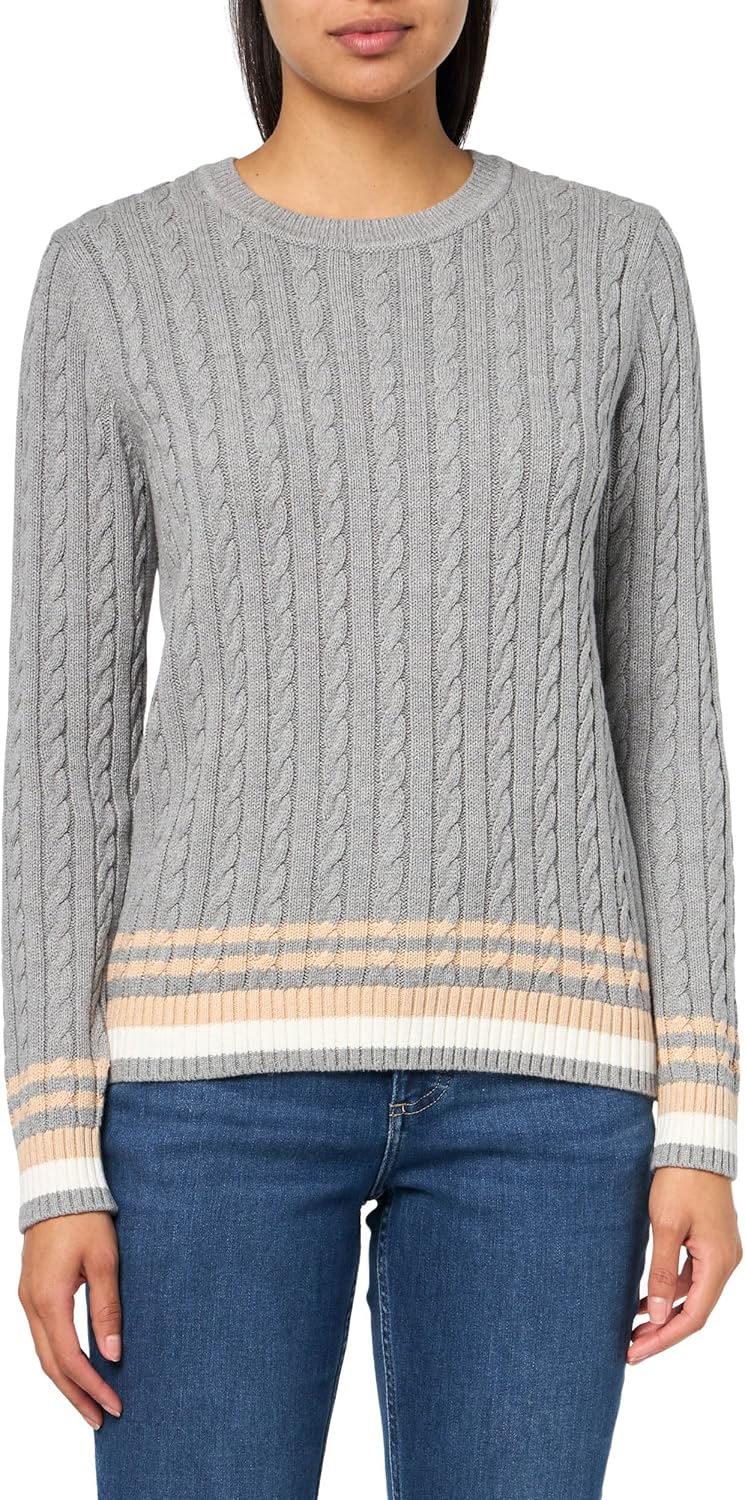 

Женский хлопковый свитер Tommy Hilfiger с круглым вырезом и косами, Medium Heather Grey