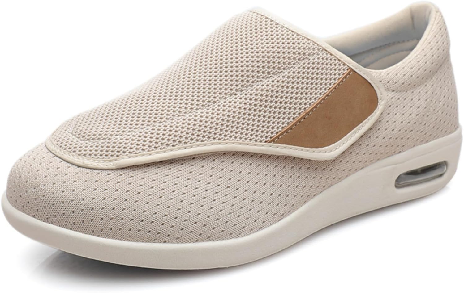 

Унисекс удобные прогулочные туфли для пожилых людей - дышащая сетка, противоскользящие, с регулируемым креплением на липучке, легкая амортизированная подошва для мужчин и женщин Azttoztto, слоновая кость