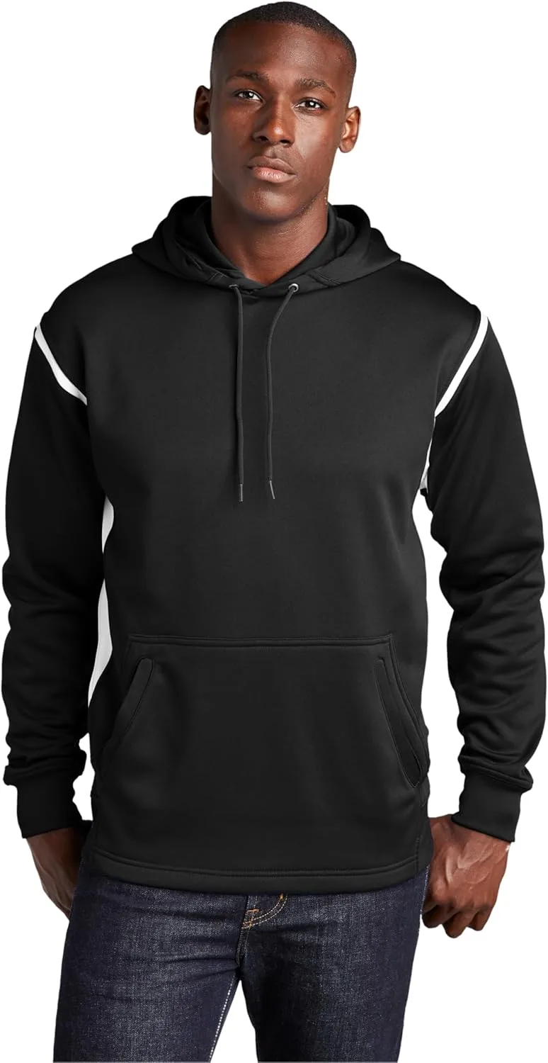 

SPORT-TEK мужской высокий худи из флиса с цветными блоками