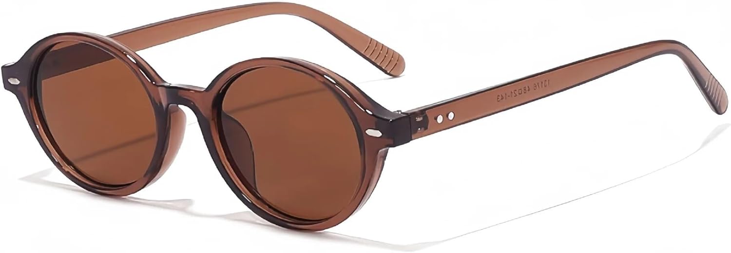 

Солнцезащитные очки с защитой UV400 | Овальные, с маленькими заклепками, в стиле панк и леопардового принта | для женщин и мужчин, для занятий спортом на открытом воздухе и вождения (коричневые) PNTRBCK, Brown