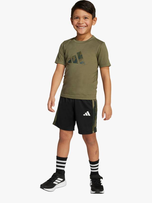 

Детский комплект футболка и шорты с камуфляжным принтом Train Essentials adidas, Olive Strata