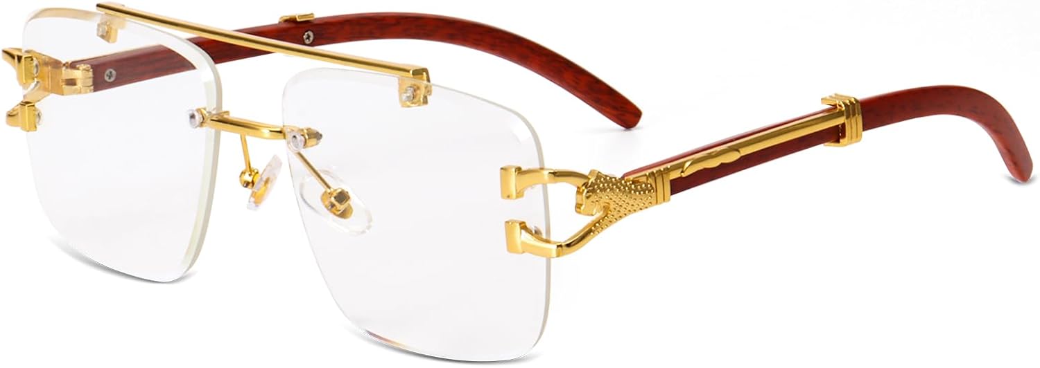 

Солнцезащитные очки Dollger без оправы, прямоугольной формы, для женщин и мужчин, модные, в стиле хип-хоп, дизайнерские, без оправы, деревянные, квадратные, в стиле Y2K, A2:clear