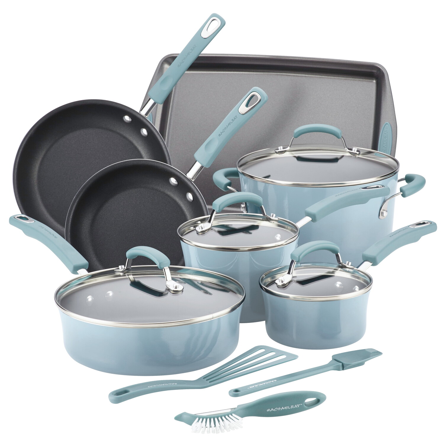 

Набор кастрюль и сковородок Rachael Ray Classic Brights, синий
