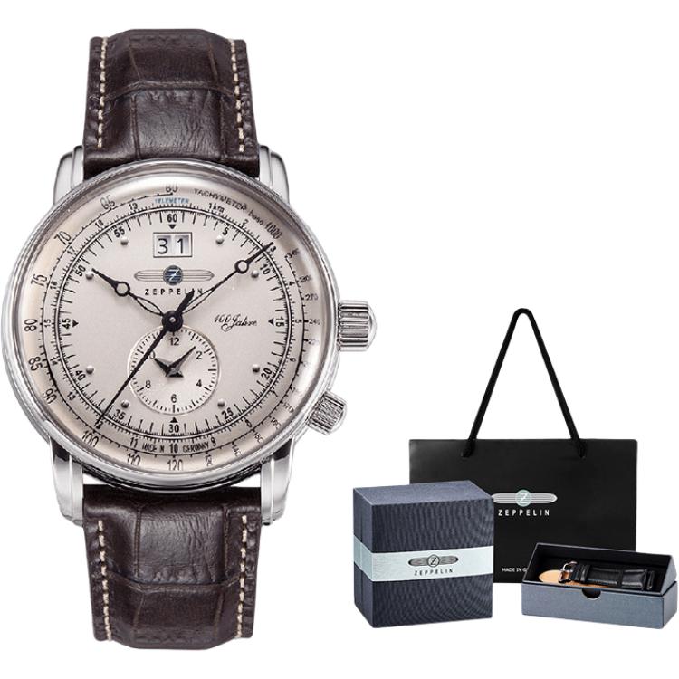 

ZEPPELIN Часы Hundred Years Collection Quartz Movement Men's Watch Watch Silver Dial Stainless Steel Case Leather Strap, Limited Gift Box (7640-1)