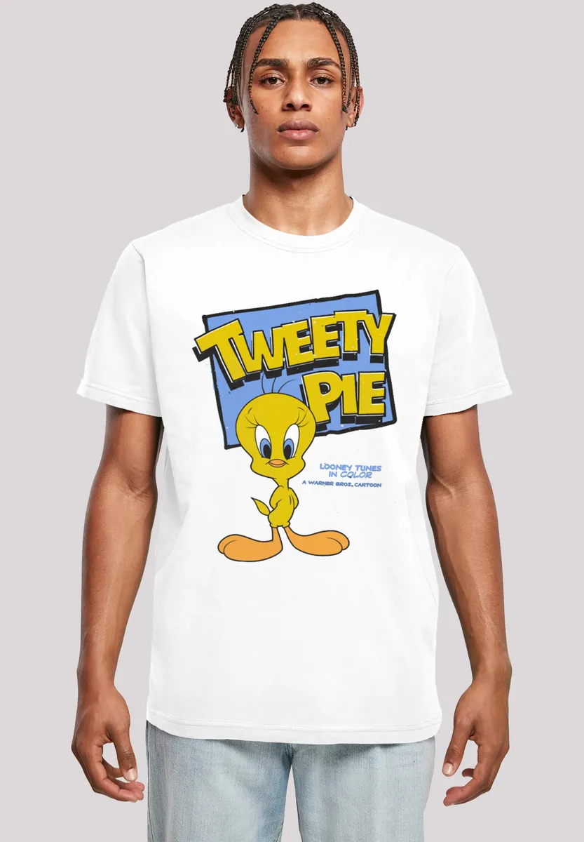 

F4NT4STIC Футболка "Looney Tunes Classic Tweety Pie", мужская, премиум-мерч, стандартного кроя, базовая, с принтом, белый