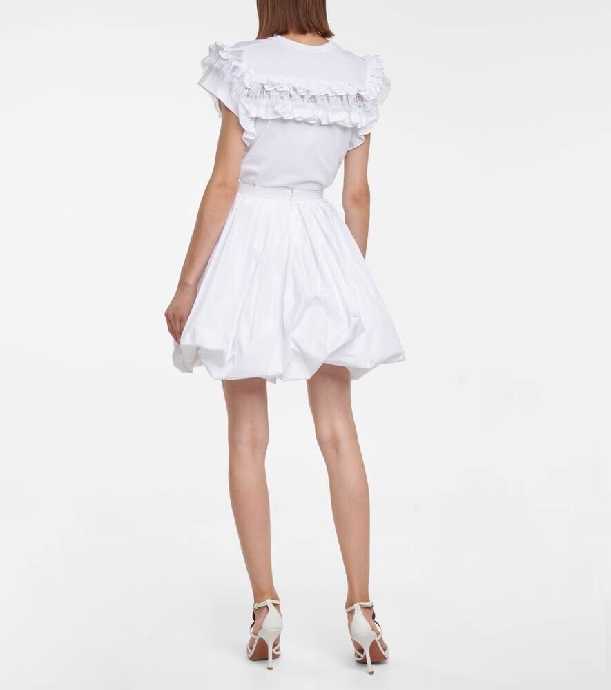 Мини-юбка из поплина с добавлением хлопка ALAÏA, белый — фото 3