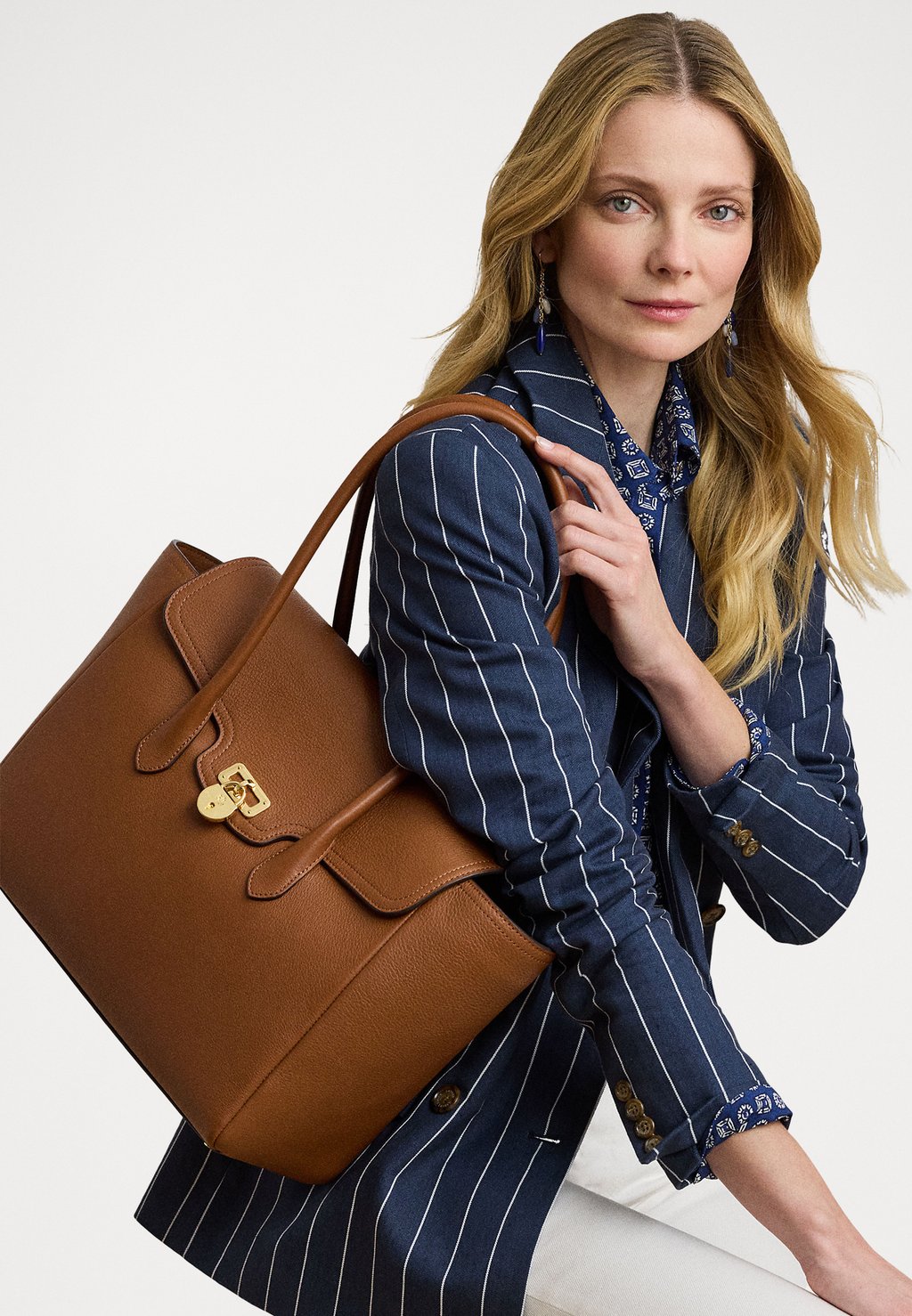 

Сумка PEBBLED LEATHER LARGE TANNER SATCHEL Lauren Ralph Lauren, коричневый