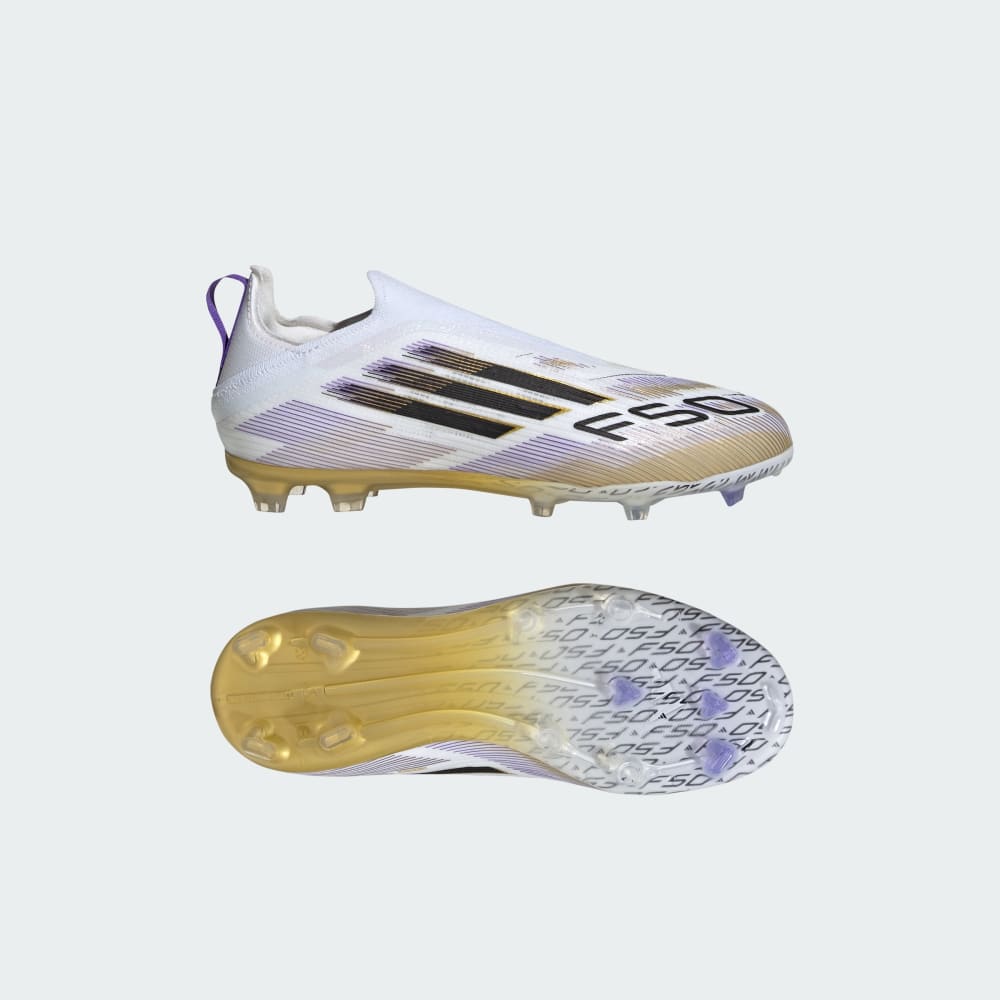 

Бутсы Adidas F50 Elite Laceless Firm Ground Cleats Kids, цвет Cloud White/Core Black/Gold Metallic