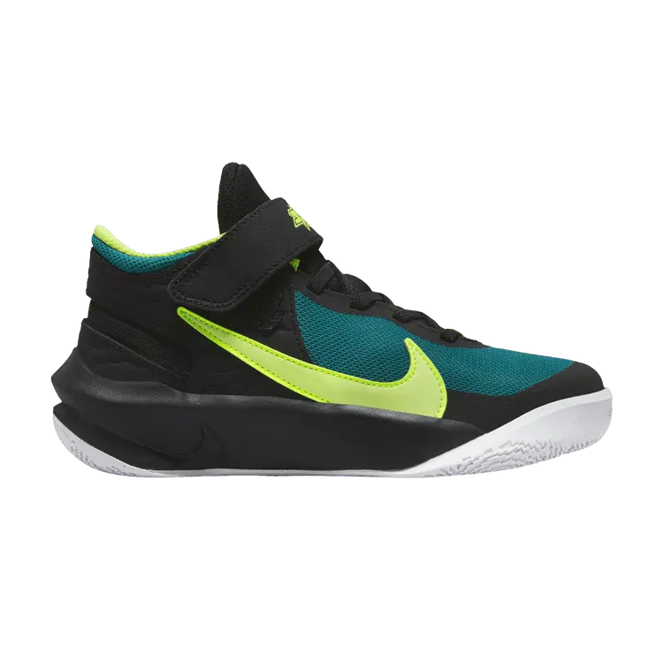 

Кроссовки Nike Team Hustle D10 FlyEase GS 'Black Bright Spruce Volt', бирюзовый