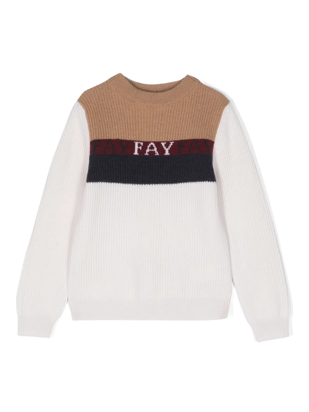 

Джемпер вязки интарсия с логотипом Fay Kids, белый