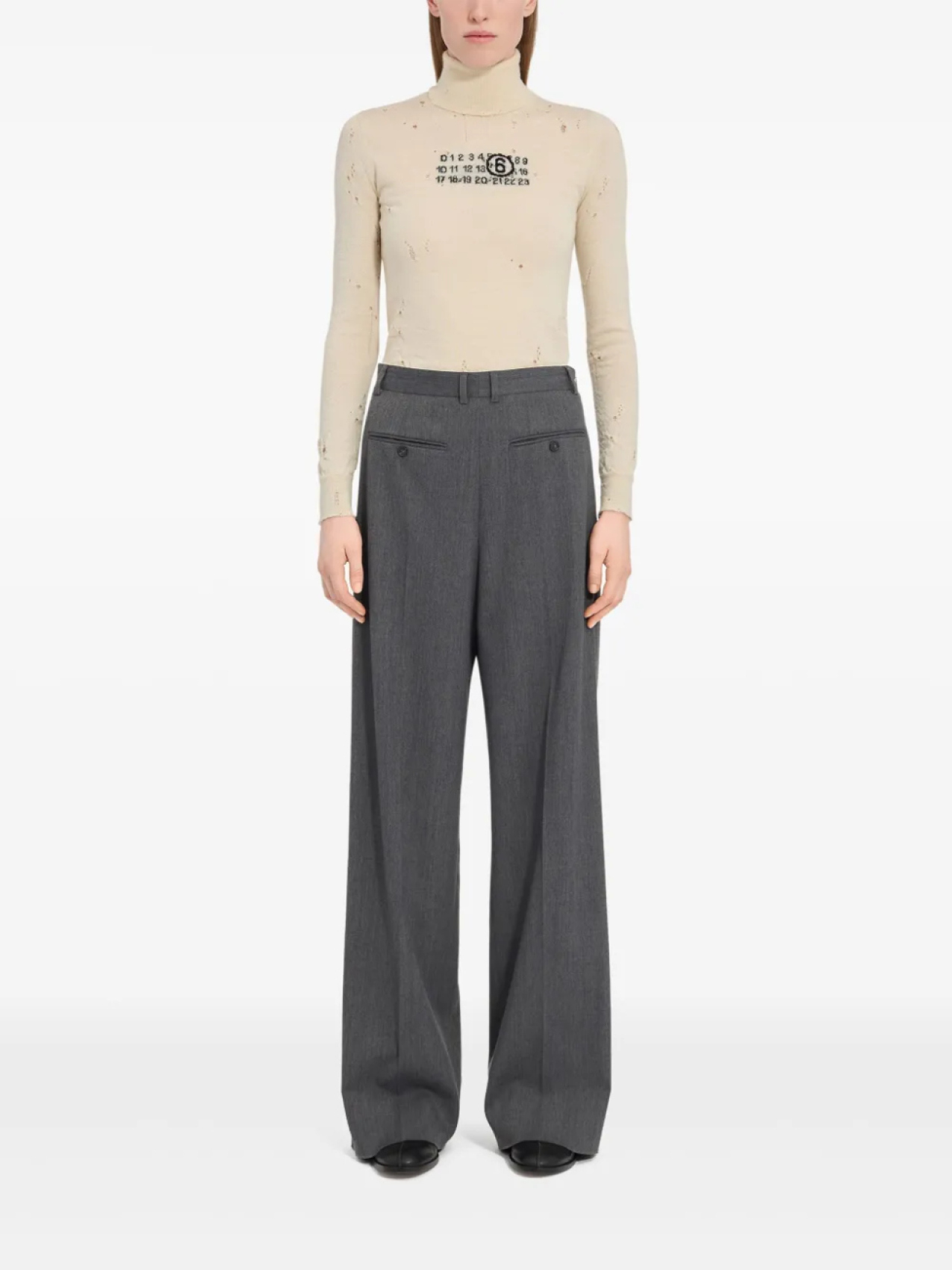 

Брюки с высокой талией MM6 Maison Margiela, серый