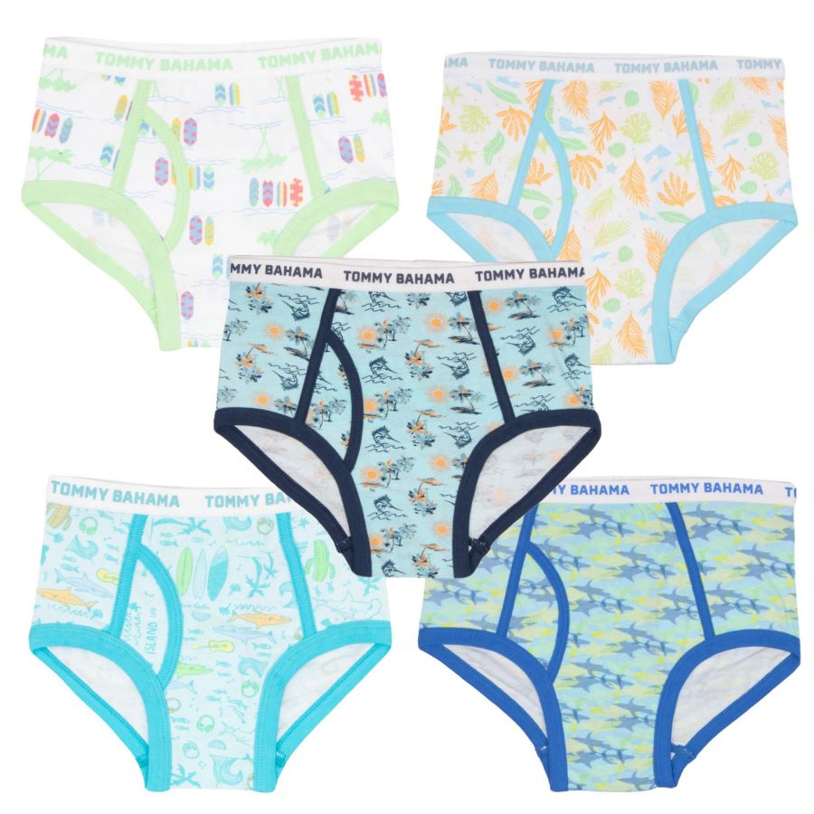 

Комплект из 5 хлопковых трусов для мальчиков Tommy Bahama, Blue/gray