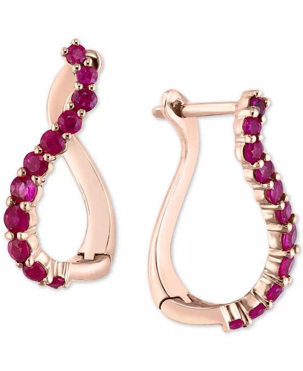 

Серьги-Кольца с рубинами (3/4 карата) из 14-каратного розового золота Lali Jewels, ruby