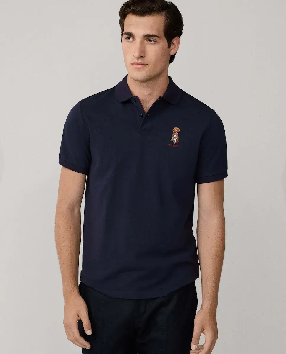 

Мужское поло Harry с коротким рукавом, классическая посадка Hackett, темно-синий