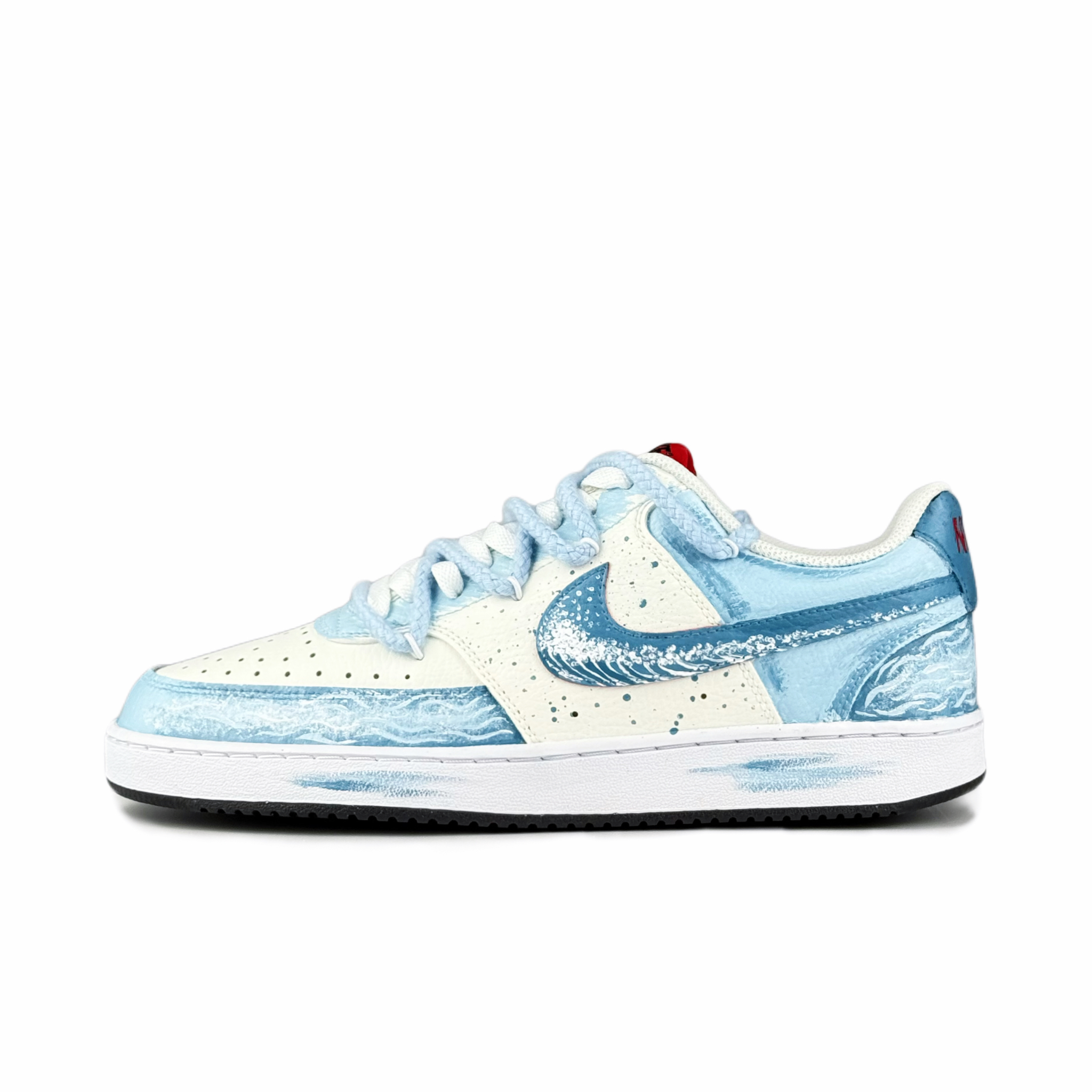 

Nike Кроссовки Court Vision 1 White Wave Love Letter, износостойкие, низкие, для скейтбординга, мужские, сине-белые