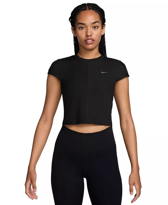 

Женский укороченный топ в рубчик в рубчик Dri-FIT Nike, черный